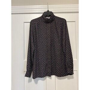Pendleton Women's Blouse Vintage Black Floral Long Sleeve Button Down Size 10